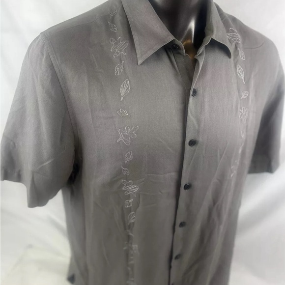 Nat Nast Luxury Originals Mens Shirt Large  Embroidered Panel Zinc Silk  Cotton - Picture 12 of 12